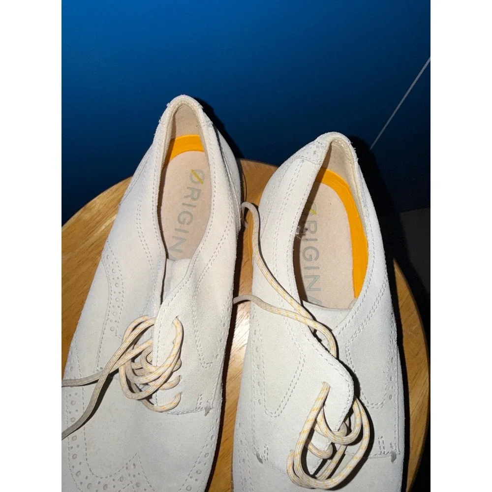 Cole‎ Haan OriginalGrand Wingtip Oxford Beige Suede Yellow Sole Mens 9.5 M